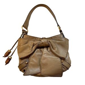 Vintage Yves Saint Laurent YSL Tan Leather Shoulder Bag Purse Gold Authentic